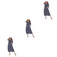 thumbnail image 1 of yingyy 1/2/3 Polyester Robe de Nuit pour Femmes Décontractée de Remplacement Col Rond Manches Longues Double Poche Respirante Peignoir de Maison Vêtement de Nuit Bleu Foncé S 3 Pcs, 1 of 6
