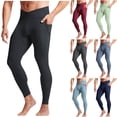 thumbnail image 1 of RKSTN Yoga Pants Men Compression Running Tights Gym Leggings Solid Color Cross Front High Waist Thermal Base Layer Pants with Pockets, 1 of 6