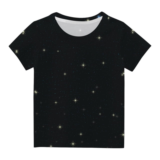 Penkiiy Garçons Filles Enfants T-Shirts Graphiques 3D à Étoiles Imprimées, Garçons Filles Chandails Fantaisie Col Rond Manches Courtes T-Shirts 13-14 Ans Multicolore