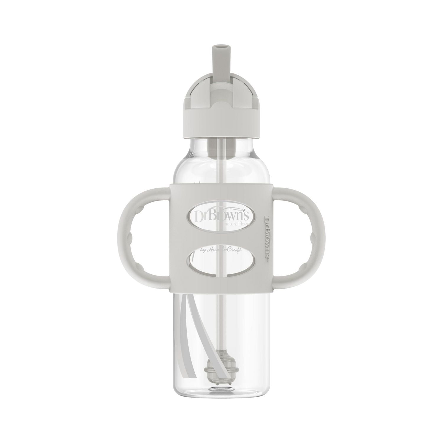 Dr. Brown's Milestones Narrow Sippy Straw Bottle with Silicone Handles Gey, 1 pack