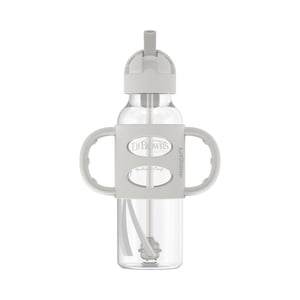 Dr. Brown's Milestones Narrow Sippy Straw Bottle with Silicone Handles Gey, 1 pack