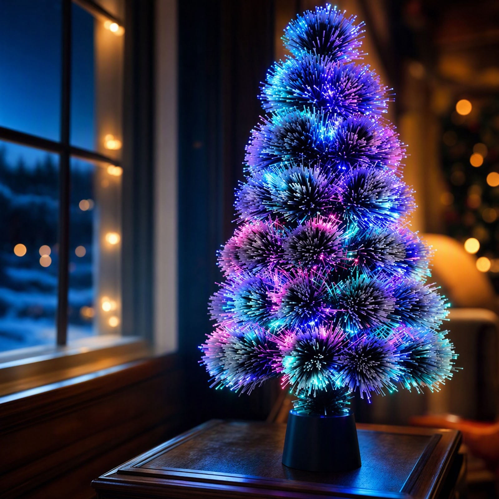 Mini Buskets Mini Fiber Optic Christmas Tree with Star Topper and Color Changing ...