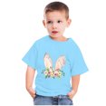 thumbnail image 2 of Penkiiy T-Shirts de Pâques pour Enfants Garçons Filles Mode Oreilles de Lapin de Pâques Imprimé Col Rond Manches Courtes 4 Ans Bleu, 2 of 4