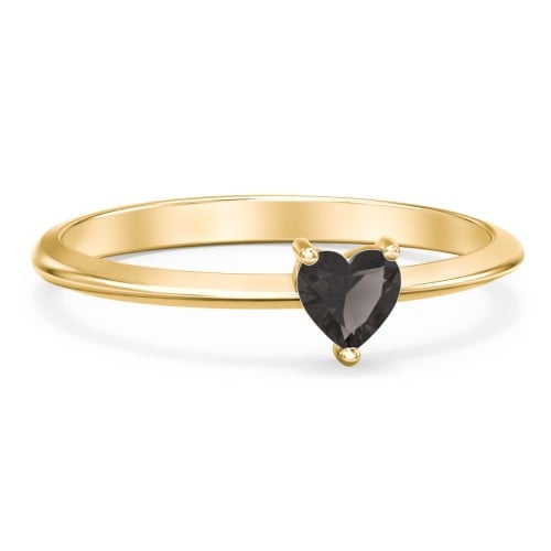Heart Birthstone Ring - Smokey Quartz (June)