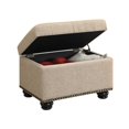 thumbnail image 1 of Pouf de Rangement Designs4Comfort 5e Avenue en Tissu Beige Tan et Garniture de Tête de Clou, 1 of 3