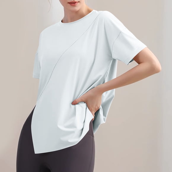 TNDBKQWR Cheap T Shirts for Women Womens Casual Shirt Women Tshirts Womens Round Neck T Shirts Cotton Shirts for Women Loose Fit, White, L