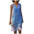 thumbnail image 2 of Robe Débardeur Sans Manches à Imprimé Floral Col en V Grande Taille Décontractée en Lin pour Femmes, 2 of 4