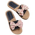 thumbnail image 2 of Cameland New Summer Flip-flops Linen Floral Bow Flat Sandals, 2 of 9
