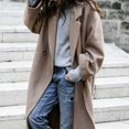 thumbnail image 4 of LinYooLi Women‘s Casual Lapel Button Long Solid Color Wool Blend Coat Loose Trench Coat Overcoat, 4 of 5