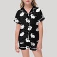 thumbnail image 2 of 2025 Easter Day Printed Bath Robe Pajamas Short Sleeved Button Sleepers Zipper Top Shorts Home Pajamas Zip Sleepers Set, 2 of 4