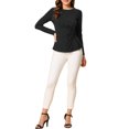 thumbnail image 2 of INSPIRE CHIC Women's Round Neck Front Twist Long Sleeve Blouse Tops, 2 of 6