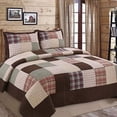 thumbnail image 1 of Cozy Line Home Fashions Brody Quilt Bedding Set, Chocolate Brown Plaid Grid Striped Real Patchwork,Reversible Coverlet, Bedspr, 1 of 2