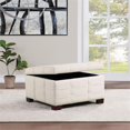 thumbnail image 2 of Detour Strap Square Storage Ottoman in Linen White Fabric, 2 of 8