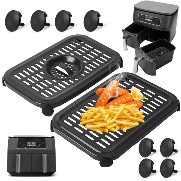 Air Fryer Replacement Parts for Ninja Foodi DualZone Air Fryers, 2 PCS Food Grade Air Fryer Accessories Grill Pan Plate Crisper Plate Rack Tray for N