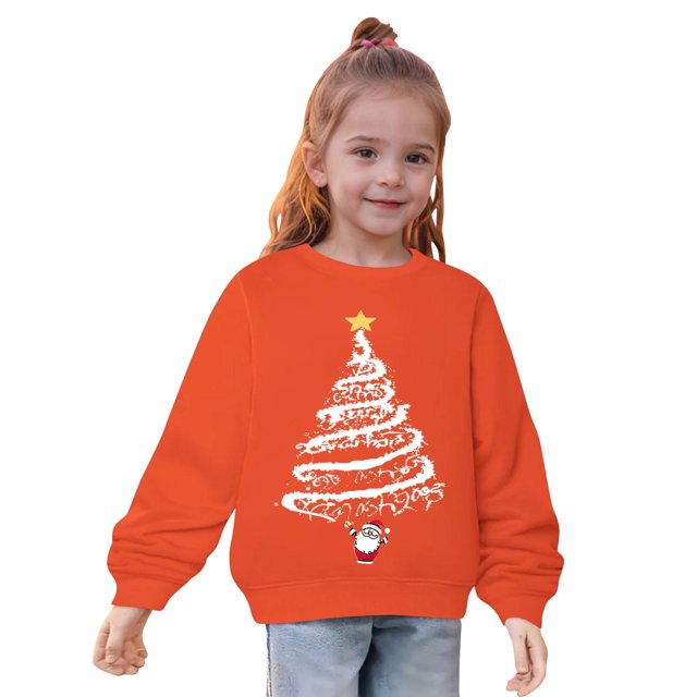 Diufon Chandail en Molleton de Noël pour Garçons et Filles Manches Longues Col Rond Chandail Automne Hiver Hauts Chauds