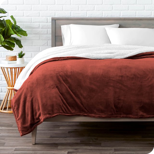 Bare Home Couverture de Lit en Sherpa Pelucheuse - Duveteuse et Douce - Réversible - Légère - Lit Simple/simple TG, Bois de Rose