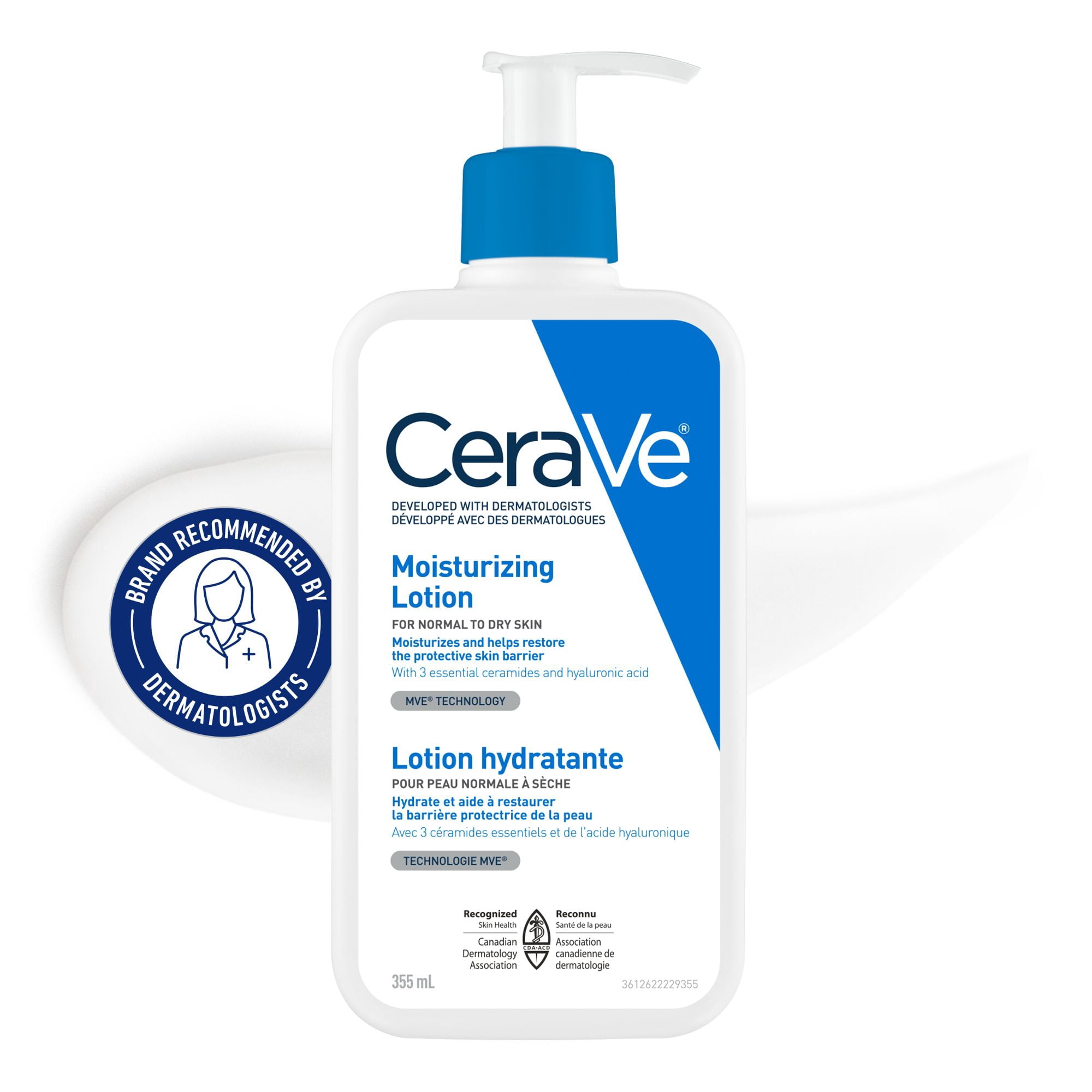 CeraVe Daily Moisturizing Lotion, Lightweight Face and Body Lotion with Ceramides for Normal to Dry Skin, 355mL