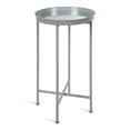 thumbnail image 1 of Kate and Laurel Celia Table d'Appoint Ronde avec Plateau Miroir, 14 Pouces x 14 Pouces x 25,75 Pouces, Gris, Table d'Appoint Moderne Pliable en Métal, 1 of 5