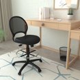 thumbnail image 2 of Boss Office Products Chaise de Dessin en Tissu à Dossier en Maille avec Anneau Repose-Pieds, Noire, 2 of 7