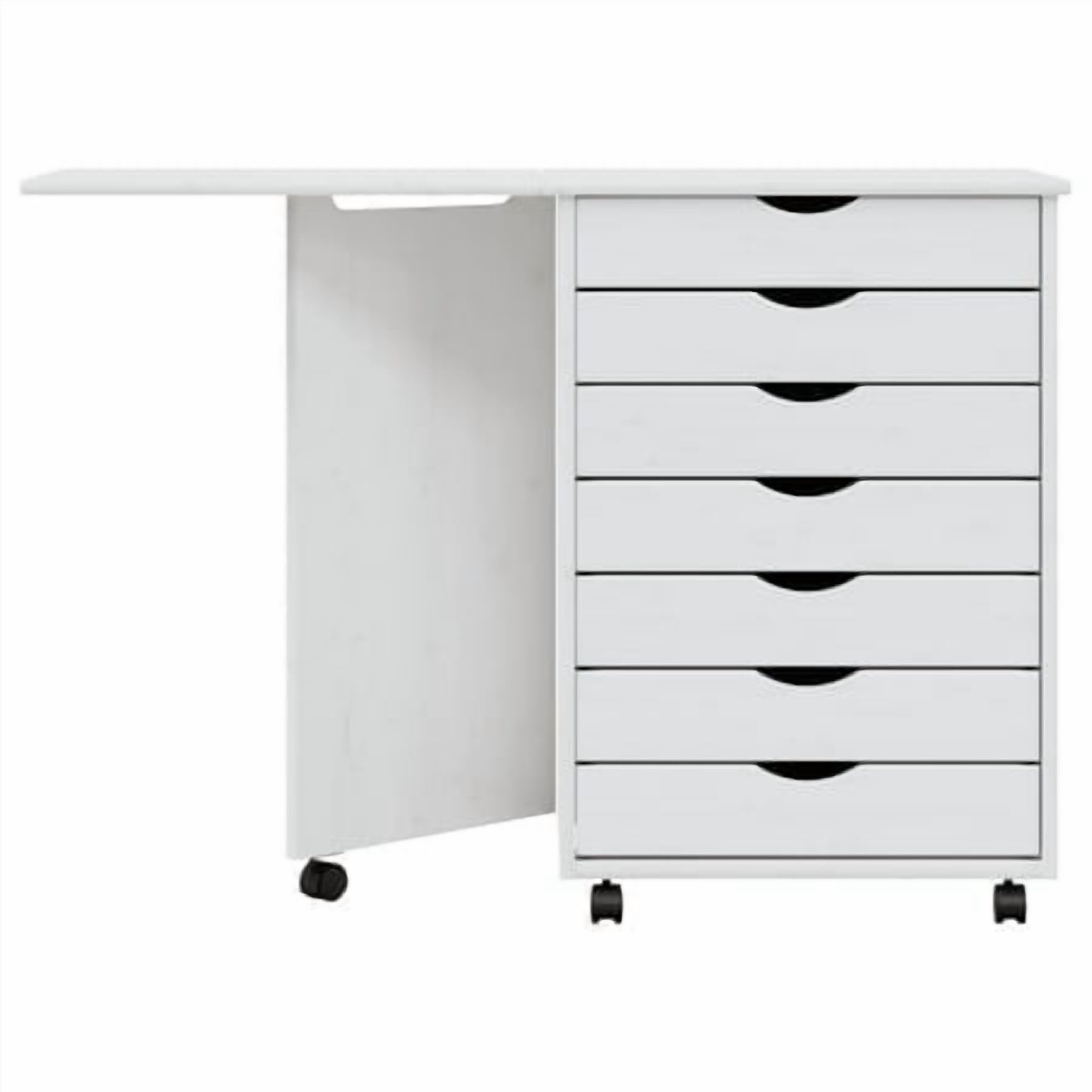 vidaXL Armoire Roulante avec Bureau Blanc Mousse Bois Massif Pin