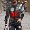 thumbnail image 2 of HKEJIAOI T-Shirts pour Hommes T-Shirts Graphiques Vintage Manches Longues Col Rond T-Shirts Graphiques Rouges,P, 2 of 5
