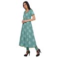 thumbnail image 2 of Moomaya Long Cotton Printed Short Sleeve Front Slit Tunic Dresses For Women, 2 of 6