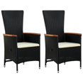 thumbnail image 1 of vidaXL Chaises d'Extérieur 2 Pcs avec Coussins en Rotin Poly Noir, 1 of 4