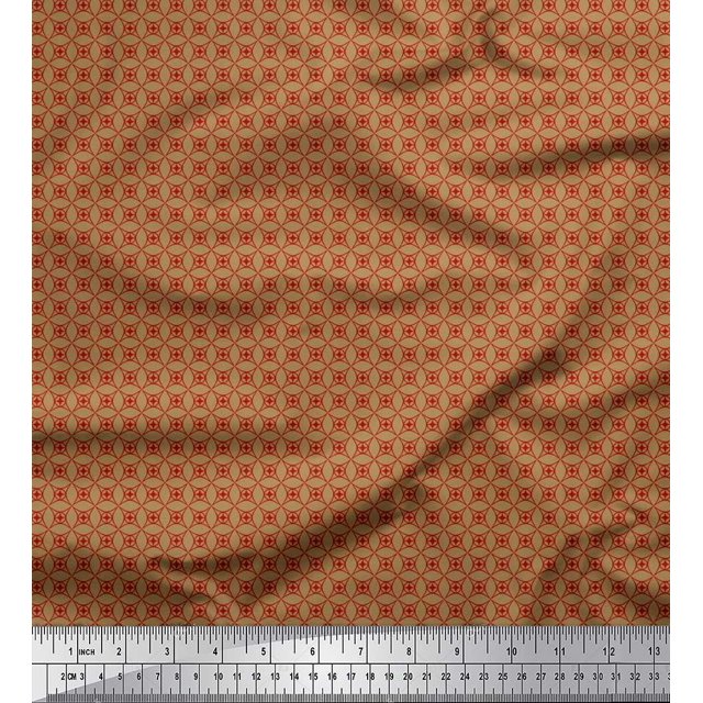Soimoi Brown Poly Georgette Fabric Geometrical Star Geometric Print Sewing Fabric Yard 52 Inch Wide
