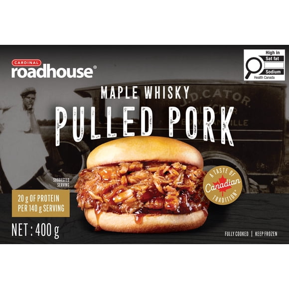 Fully Cooked Maple Whisky Pulled Pork, Cardinal Roadhouse Maple Whiskey Fully Cooked Pulled Pork 400g