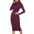 thumbnail image 4 of Turtleneck Long Sleeve Knit Sweater Dress Turtleneck Knit Sweater Stretch Dress Turtleneck Ribbed Knit Sweater Dress Winter Turtleneck Knit Sweater Dress Women Turtleneck Ribbed, 4 of 6