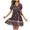 thumbnail image 1 of Birdeem Robes d'Été pour Femmes, Nouvelles, Élégantes, à Col en V, Imprimées, pour les Vacances, 1 of 1
