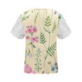 thumbnail image 5 of Hauts Femmes Mode Été Sexy Pli Imprimé Régulier Femmes Manches Courtes Col en V Bouton Haut Blouses Dames en Solde, 5 of 5