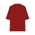 thumbnail image 4 of Diufon Hauts Grande Taille pour Femmes Été Décontracté Manches 3/4 Col Rond Chemises Amples Imprimé à Pois Doux, 4 of 5