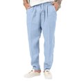 thumbnail image 1 of Innerwin Trousers Drawstring Men Bottoms Holiday High Waist Lightweight Summer Pants Blue L, 1 of 4