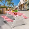 thumbnail image 2 of Picnic Tables for Outdoors Outdoor Courtyard Waterproof Table Cover Three Piece Picnic Table Cloth Back Flannel Elastic Table Cover Picnic Table Cover, 2 of 5
