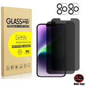 [2+2Pack] for iPhone 14 Plus Privacy Screen Protector and Camera Lens Protector, 9H Anti Spy Dark Tempered Glass,Easy Installation, Bubble Free