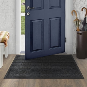 Mainstays Platinum Tapis utilitaire 3x4 nervuré robuste intérieur/extérieur, endos en caoutchouc, résistant à l’eau, antidérapant, noir onyx, couloir, vestibule, garage