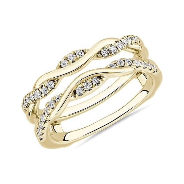 0,20 Ct T.p. Rond Véritable Diamond Nouvelle Conception Alliance pour Femmes en Or Jaune Massif 18K Taille 3,5
