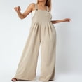 thumbnail image 3 of Wide Leg Overalls for Women Sleeveless Jumpsuits Suspender Overalls with Pockets, 3 of 6