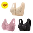 thumbnail image 3 of Bigersell Front Snap Bra 3pcs Full Coverage Bra Style R-50 Breathable Padded Bras Pack R-50-khaki, 3 of 6