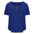 thumbnail image 4 of Birdeem T-Shirt à Boutons pour Femmes, Décontracté, Ample, Uni, Col Ras du Cou, Manches Courtes, 4 of 6
