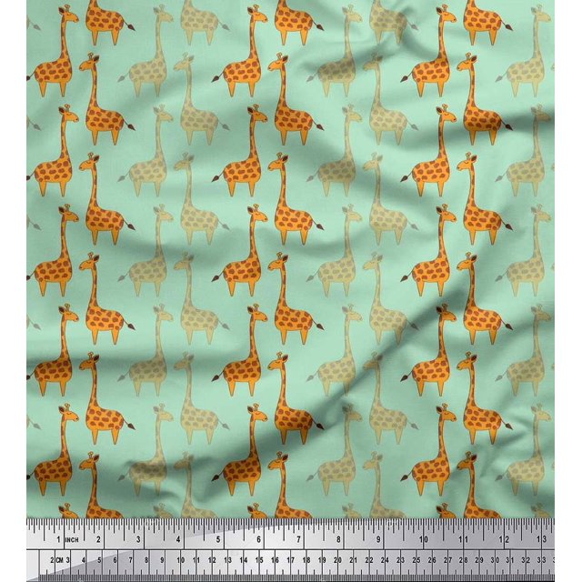 Soimoi Rayon Fabric Giraffe Kids Print Fabric by The Yard 42 Inch Wide