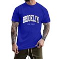 thumbnail image 1 of BOBOGOJP T-Shirts en Coton Surdimensionnés pour Hommes Décontractés à Manches Courtes, Chandail à Rayures à Col Rond (Bleu Foncé, 4TG), 1 of 4