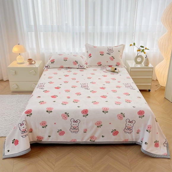 Mink Corals Velvet Double-Sided Padded Quilt Blanket for Winter Bedding, Super Soft Cozy Throw