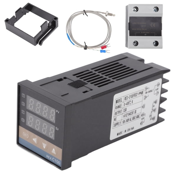Ensemble de Contrôleurs de Température Thermostat PID 0-400 Degrés Celsius pour Poulailler avec Thermocouple Relais