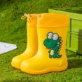 thumbnail image 2 of MIASHUI Toddler Rain Boots Easy-on Lightweight and Waterproof Shoes,Yellow,7-8 Years, 2 of 7