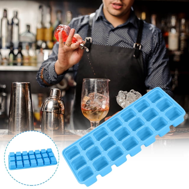 RKSTN Kitchen Utensils 21 Cellule Silicone Pliable Moule à Glaçons Conteneur Pliable Libération Facile Presse à Glaçons Boîte à Glaçons Kitchen Utensils