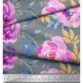 thumbnail image 2 of Soimoi Blue Cotton Poplin Fabric Leaves & Floral Print Sewing Fabric BTY 56 Inch Wide, 2 of 3