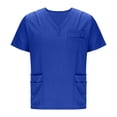 thumbnail image 5 of JDQJBZ Unisex Solid Color V Neck Pocket Top Short Sleeve Casual Work Shirt, 5 of 5