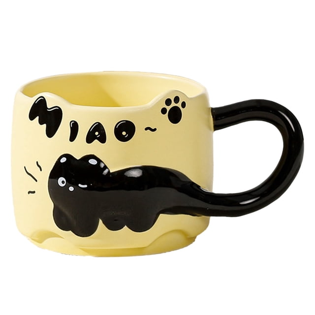 Binwennn Rabbit Tumbler Set Vacuum Insulated Mug Ceramic Tumbler Set for Kitchen Cat Cat Stacked Cup Cute Stackable Coffee Mugs Ceramic Coffee Mugs With Spoon Funny Animal Cups Gi Ft S For Catlovers